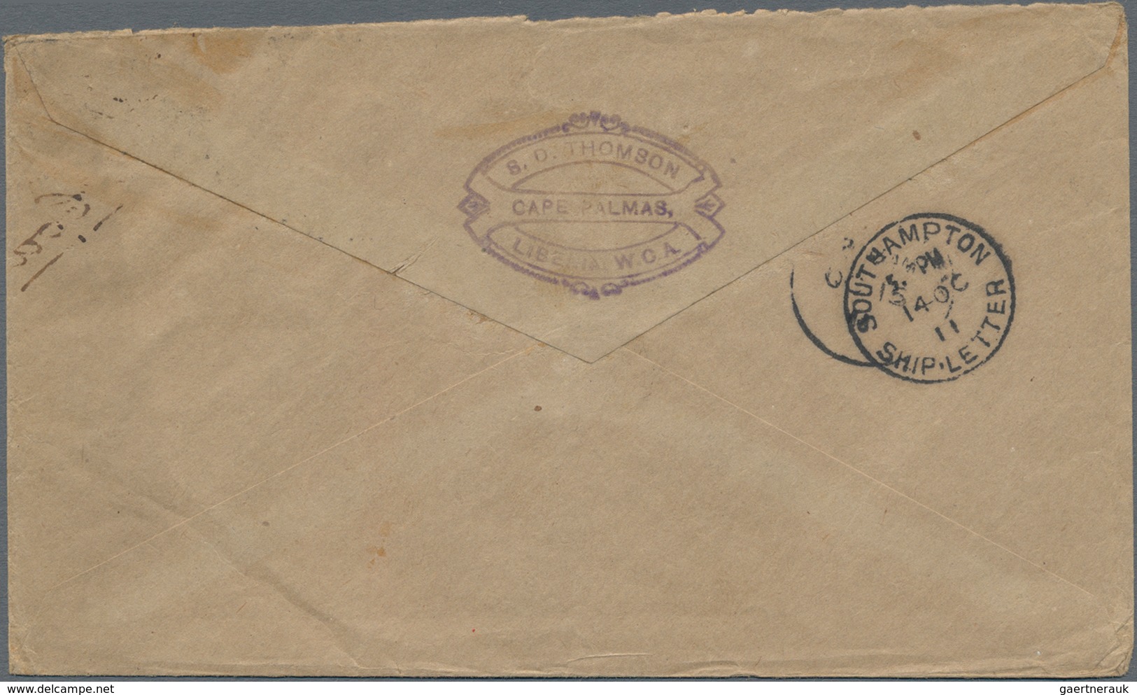 Liberia: 1906, 10 C Red Brown/black Bird (giant Turaco) Single Franking On Letter To England - Liberia