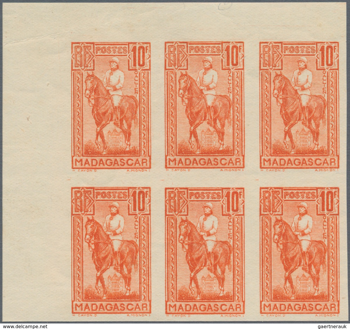 Madagaskar: 1931, Gouverneur Gallieni Definitives Complete Set Of Five In IMPERFORATE Blocks Of Six - Madagascar (1960-...)