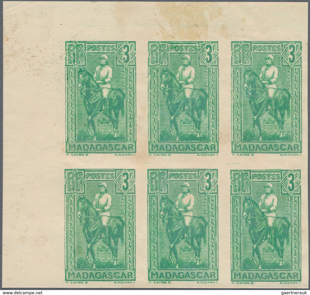 Madagaskar: 1931, Gouverneur Gallieni Definitives Complete Set Of Five In IMPERFORATE Blocks Of Six - Madagascar (1960-...)