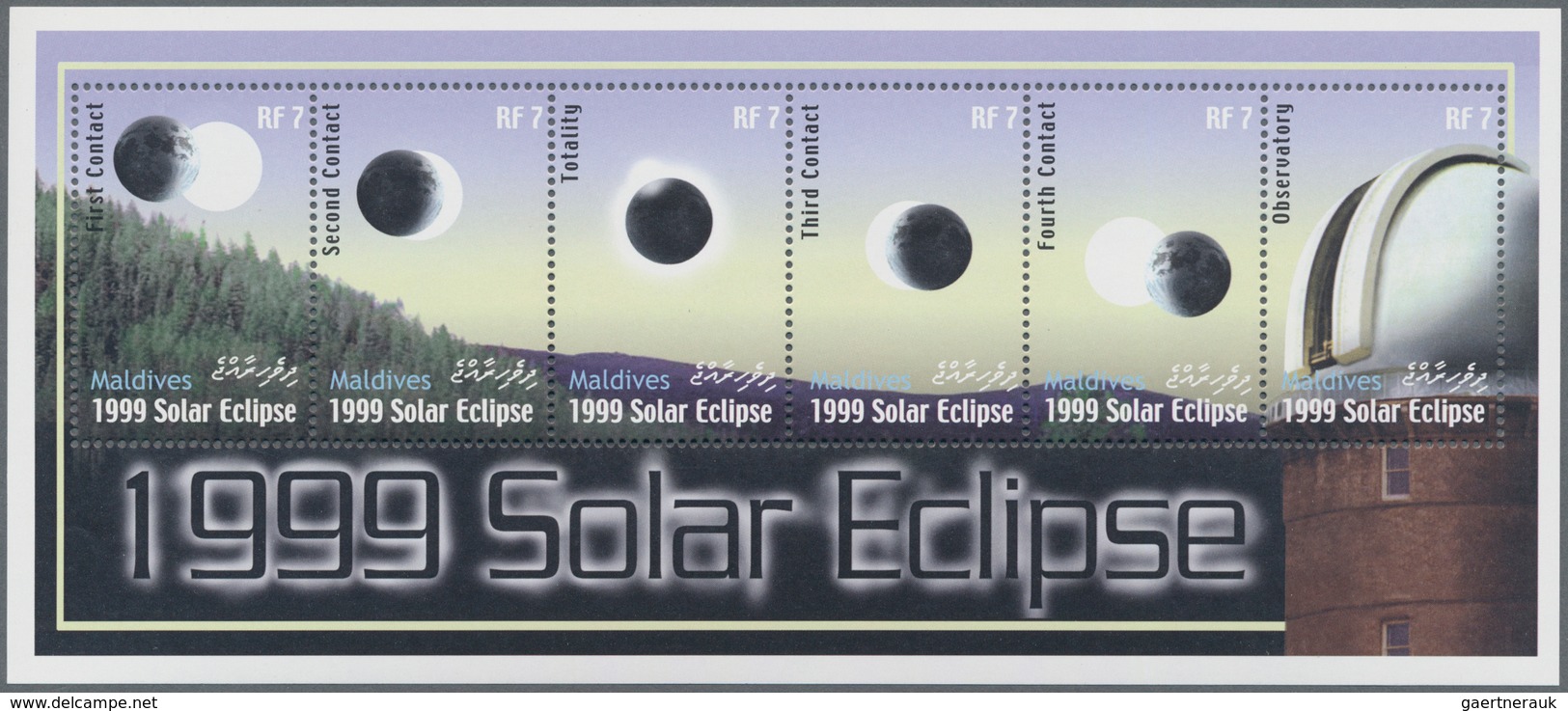 Malediven: 2000, Total Solar Eclipse Of 1999 Complete Set Of Twelve In Two Perforate And IMPERFORATE - Maldiven (1965-...)