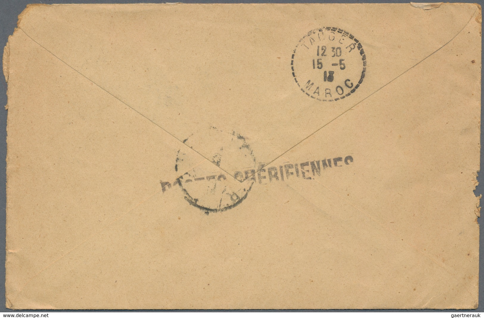 Marokko - Scherifische Post: 1913, 10 M Vermilion, Two Single Stamps, Each On Cover From French Occu - Marokko (1956-...)