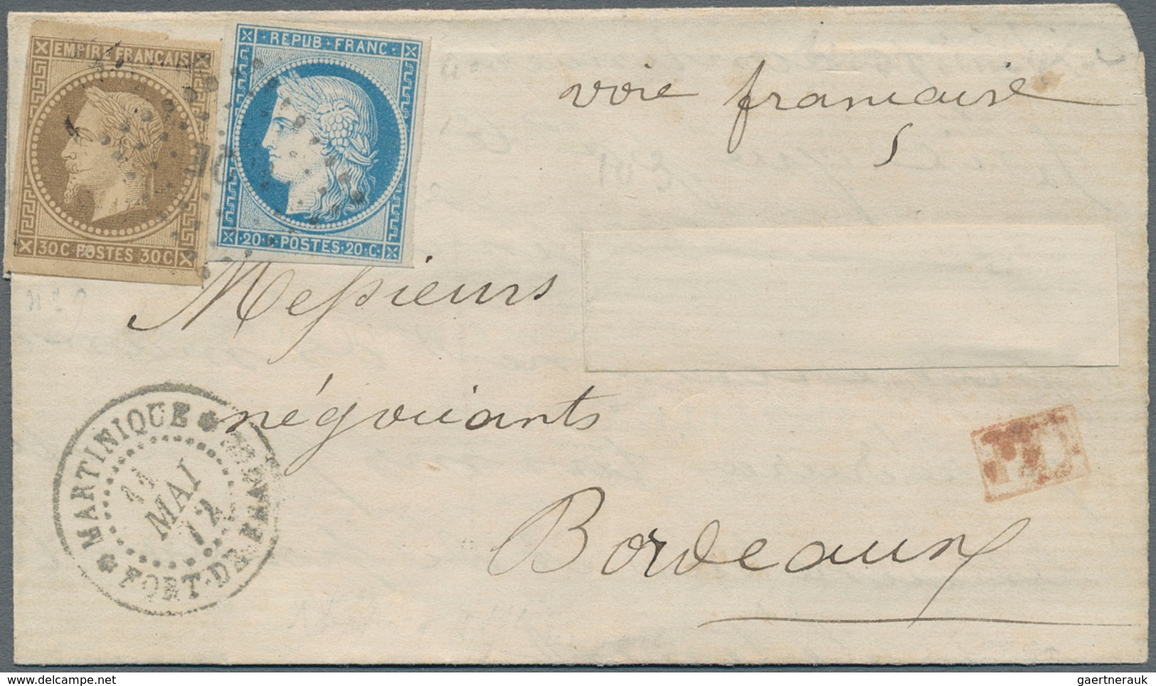 Martinique: 1872, Laure 30c. Brown And Ceres 20c. Blue, Both Fresh Colour And Full Margins, Correct - Andere & Zonder Classificatie