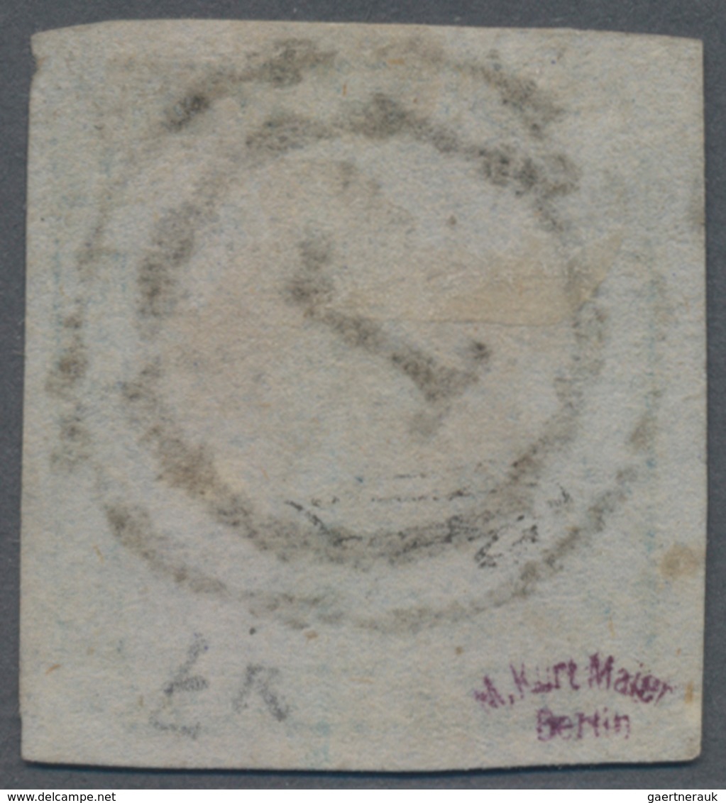 Mauritius: 1859, 2d. Blue, Worn Impression, Fine Used Copy Oblit. By Double Ring Numeral "1", Slight - Mauritius (...-1967)