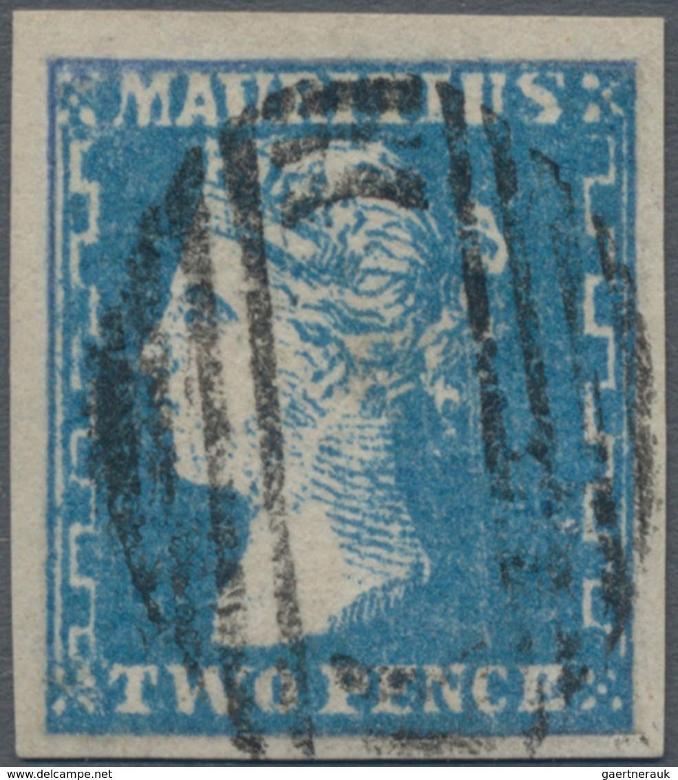 Mauritius: 1859, "Dardenne" TWO PENCE Blue, Large Margins, Colorful And Neatly Cancelled, Scott 17b. - Mauritius (...-1967)