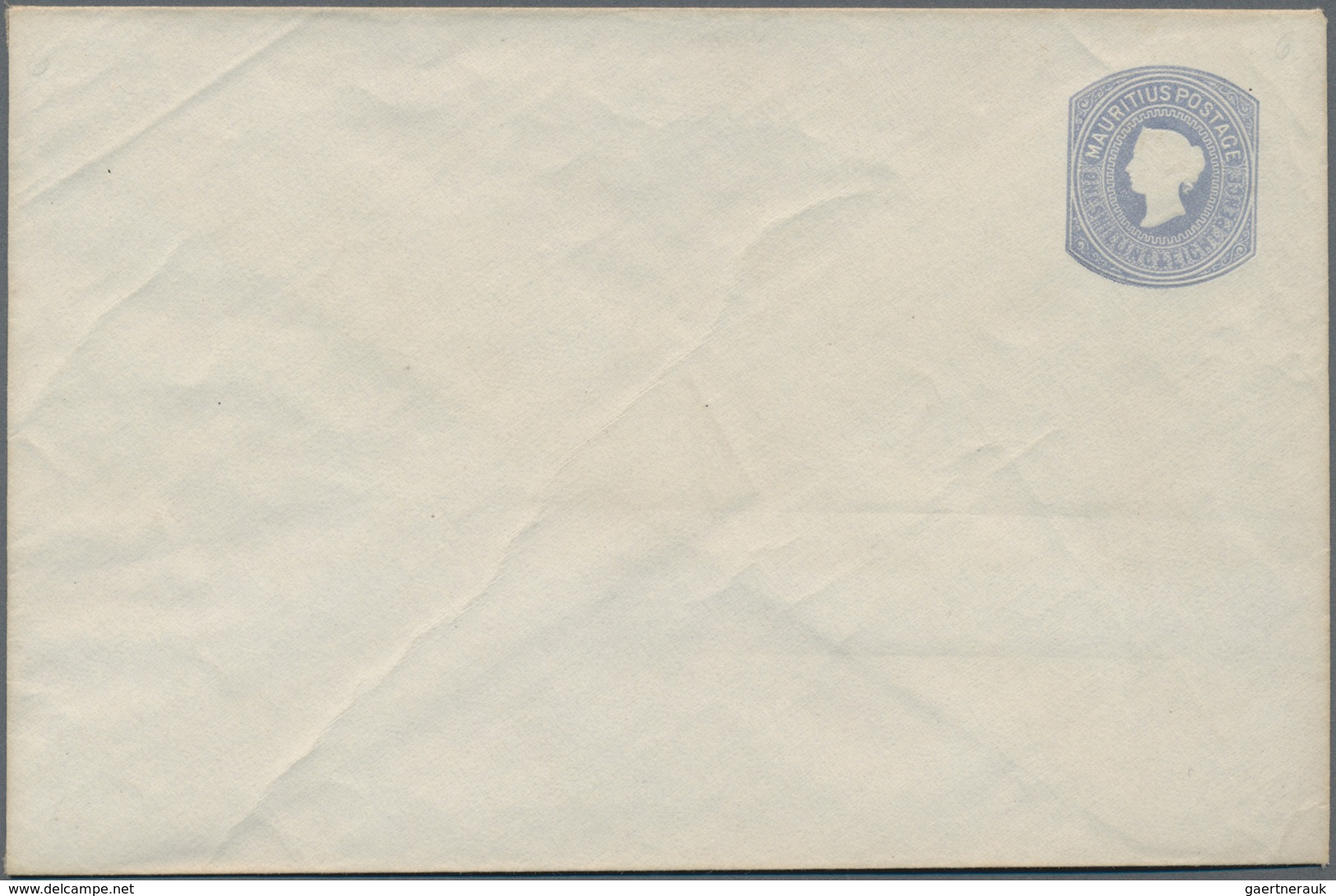 Mauritius: 1873, Stat. Envelope QV 1s.8d. Milky-blue On Thick Linen Paper, Unused With Some Typical - Mauritius (...-1967)