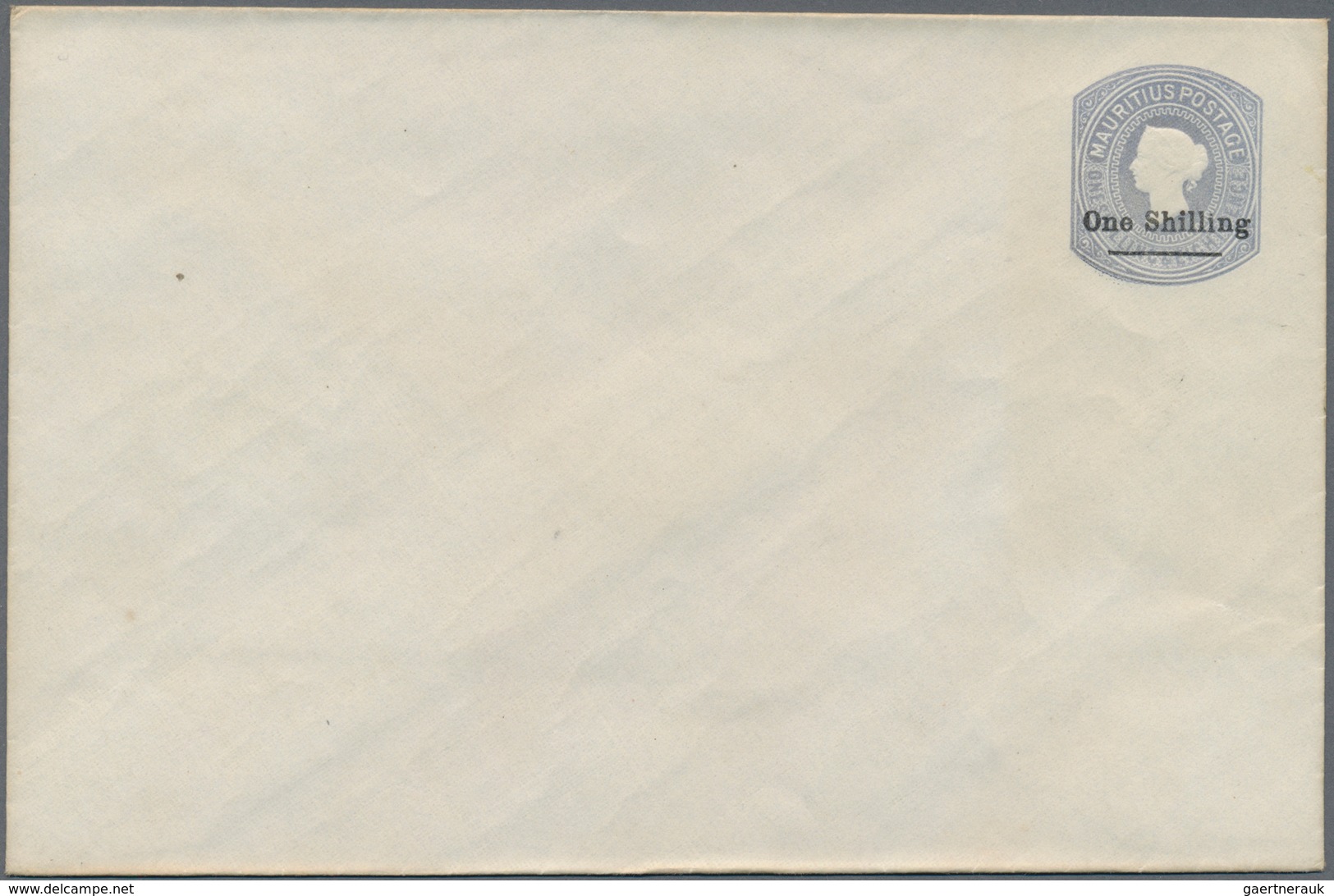 Mauritius: 1877, Stat. Envelope QV 1s.8d. Milky-blue Surch. 'One Shilling' On Thick Linen Paper With - Mauritius (...-1967)