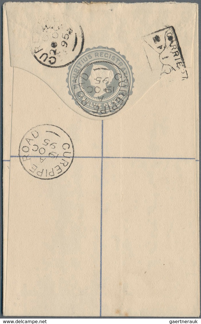 Mauritius: 1895 (19.10.), Registered Letter QV 12c. Greyish-blue Commercially Used From CUREPIPE ROA - Mauritius (...-1967)