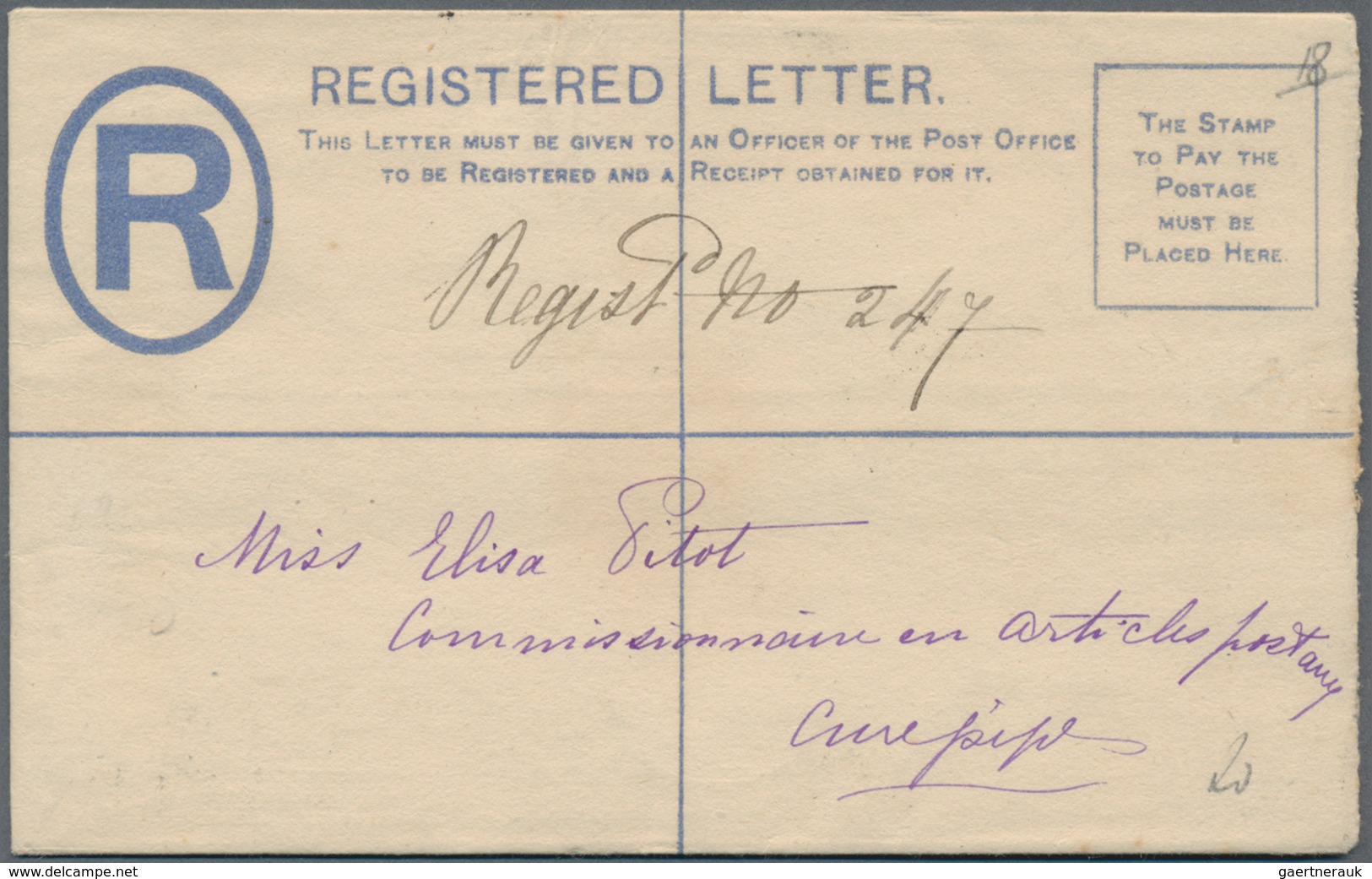 Mauritius: 1895 (19.10.), Registered Letter QV 12c. Greyish-blue Commercially Used From CUREPIPE ROA - Mauritius (...-1967)