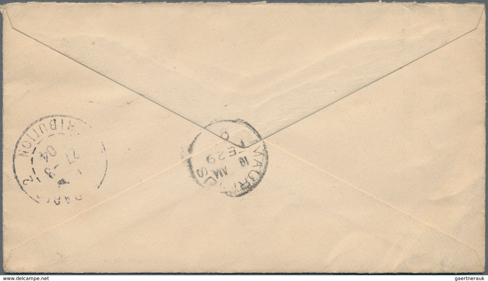 Mauritius: 1904 (29.2.), Stat. Envelope 'coat Of Arms' 18c. Ultramarine Commercially Used From ST. P - Mauritius (...-1967)