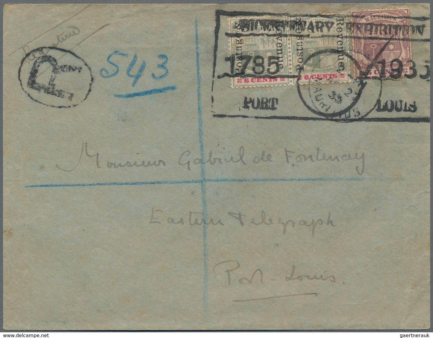 Mauritius: 1912-45, Three Interesting Covers, With 1) P/s Envelope 8c. Used Uprated From Riviere Des - Mauritius (...-1967)