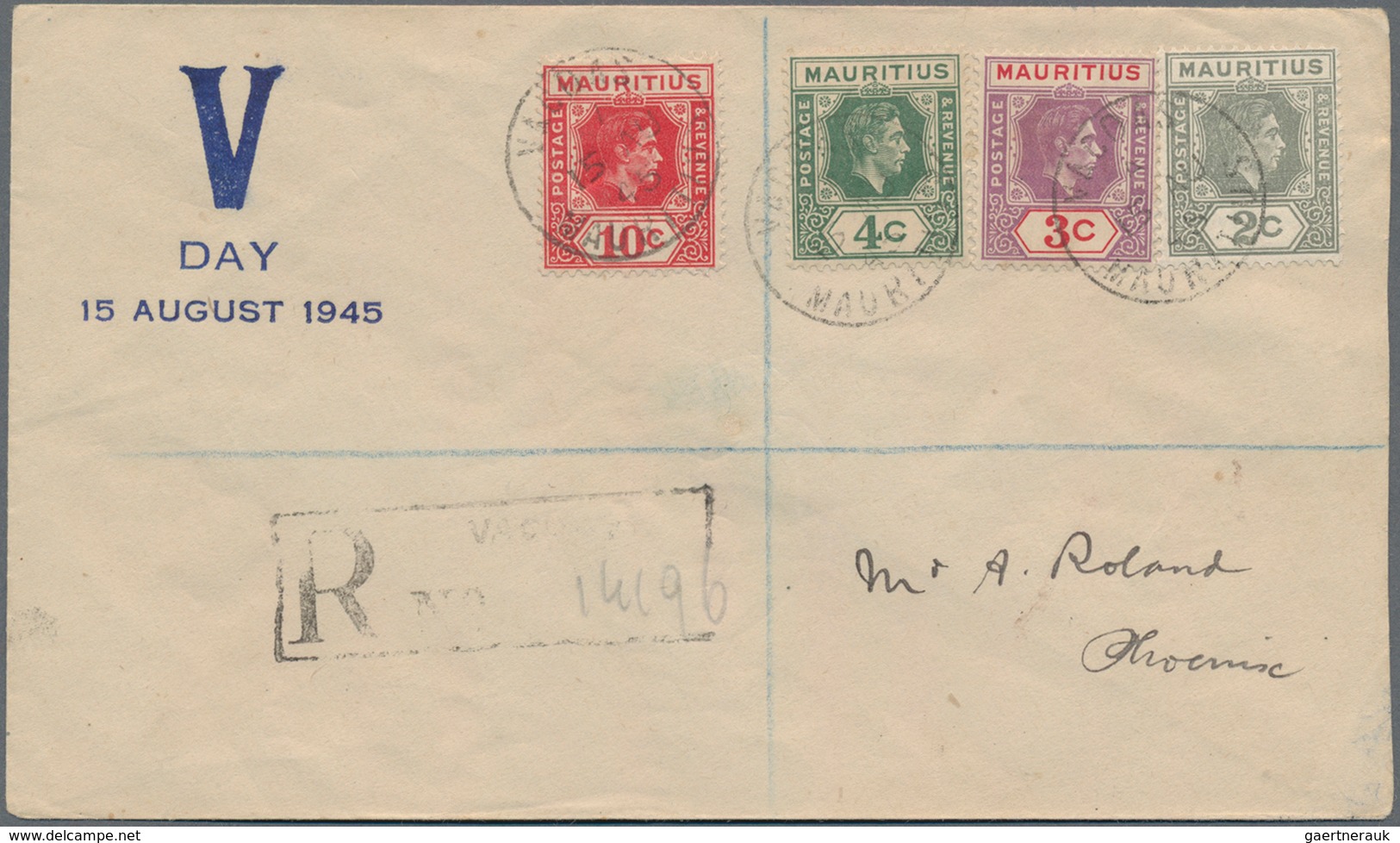 Mauritius: 1912-45, Three Interesting Covers, With 1) P/s Envelope 8c. Used Uprated From Riviere Des - Mauritius (...-1967)