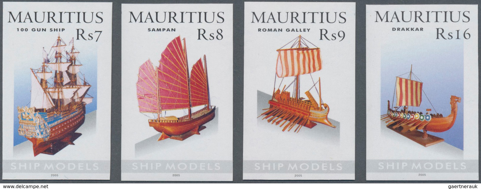 Mauritius: 2005. Complete Set "Model Ships" (4 Values) In IMPERFORATE Single Stamps Showing Four Dif - Mauritius (...-1967)