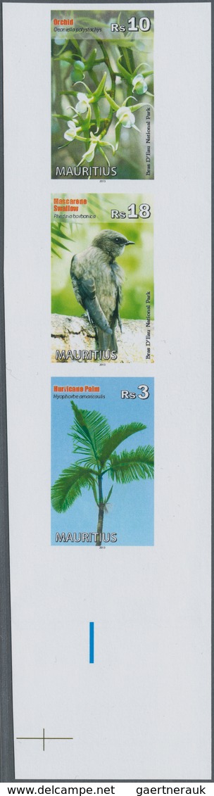 Mauritius: 2013, Environmental Protection, IMPERFORATE Proof Se-tenant Strip Of Three With Year Date - Mauritius (...-1967)