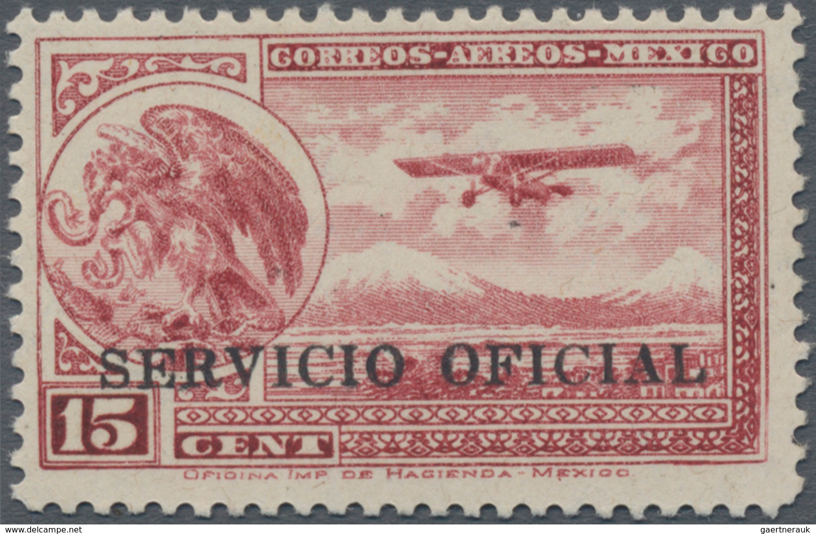 Mexiko - Dienstmarken: 1932, Airmail 15 C. Perforated, Signed, Scott CO 21 . ÷ 1932, Flugpost 15 C. - Mexico