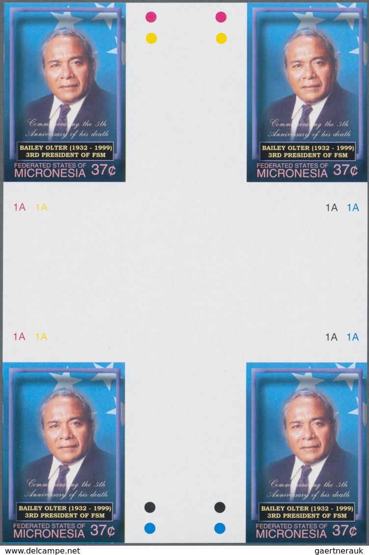 Mikronesien: 2004, 5 Years Death Of Bailey Olter (3rd President Of Micronesia) In An IMPERFORATE Blo - Micronésie