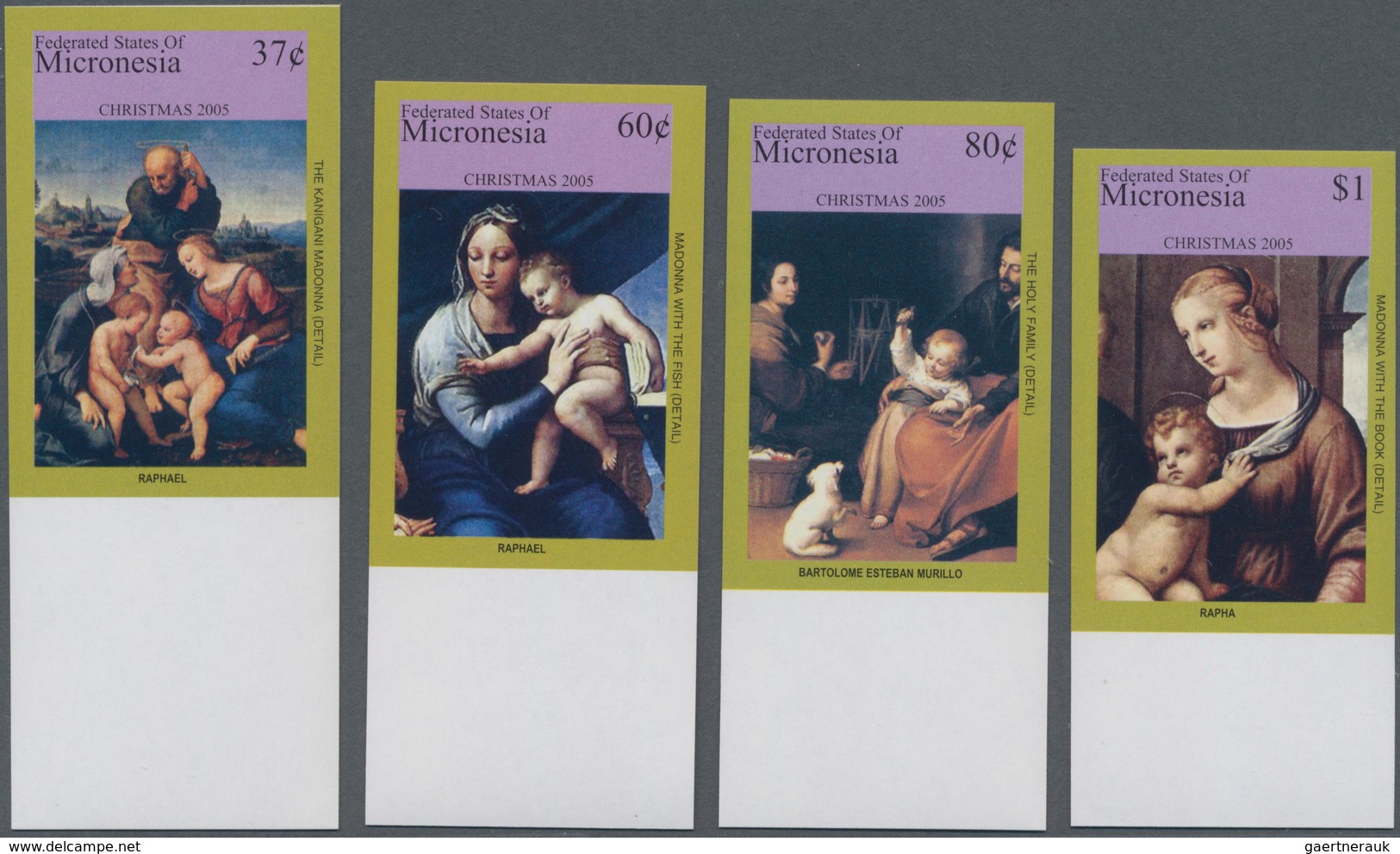 Mikronesien: 2005, Christmas - Paintings From Raffael And Murillo Complete IMPERFORATE Set Of Four F - Micronesië