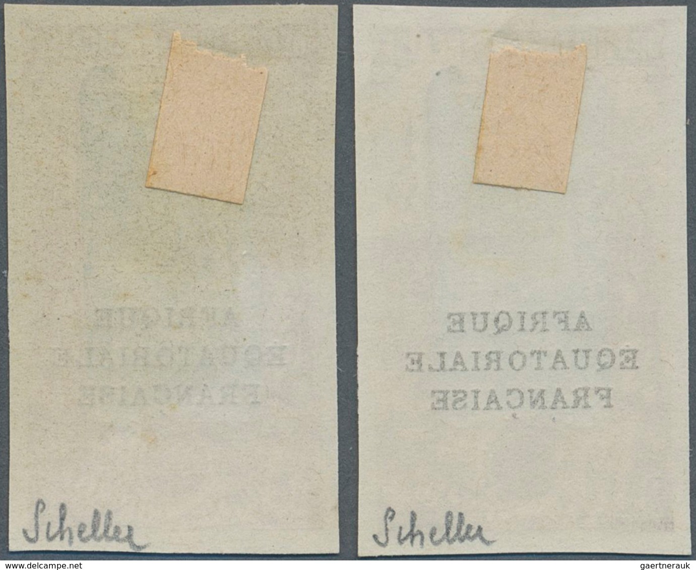 Mittelkongo: 1924/1930, AEF Overprints, Design "Coconut Palms", Two Imperforate Proofs In Colour "gr - Sonstige & Ohne Zuordnung