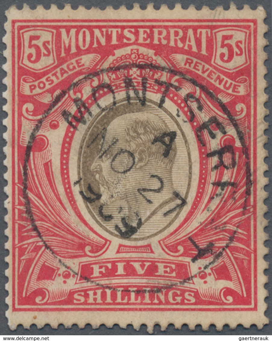 Montserrat: 1904-08 KEVII. 5s. Black & Red, Used And Cancelled By Complete Strike Of "MONTSERRAT/A/N - Other & Unclassified