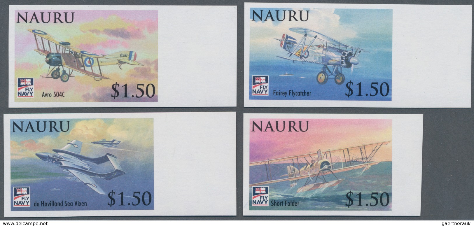 Nauru: 2009, 100 Years Royal Naval Aviation Complete IMPERFORATE Set Of Four From Right Margins And - Nauru