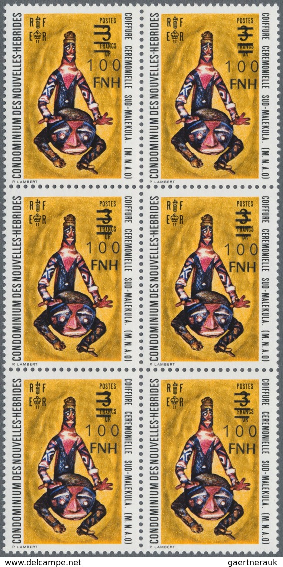 Neue Hebriden: 1977, French Value Definitive Issue Part Set Of Ten With LOCAL OVERPRINT Of New Curre - Andere & Zonder Classificatie