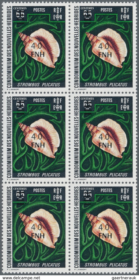 Neue Hebriden: 1977, french value definitive issue part set of ten with LOCAL OVERPRINT of new curre