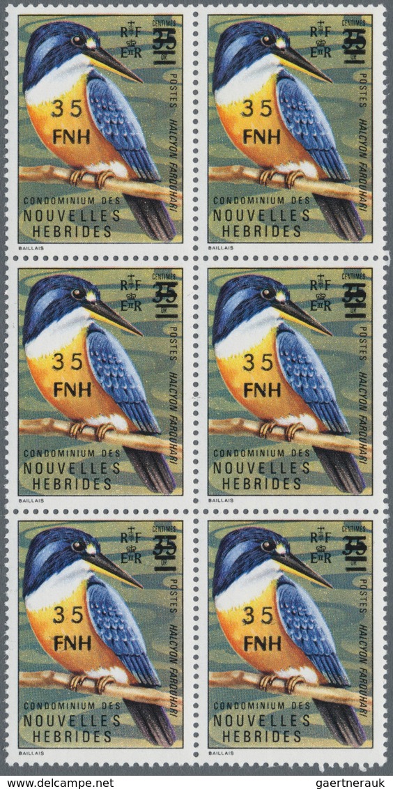 Neue Hebriden: 1977, french value definitive issue part set of ten with LOCAL OVERPRINT of new curre