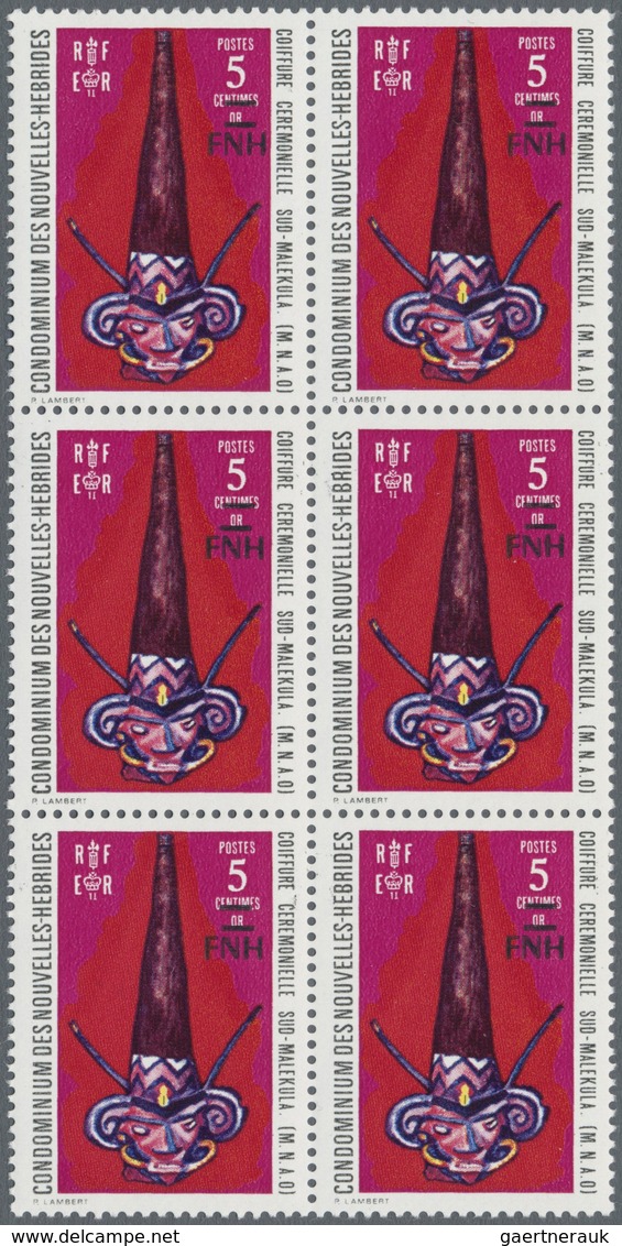 Neue Hebriden: 1977, french value definitive issue part set of ten with LOCAL OVERPRINT of new curre