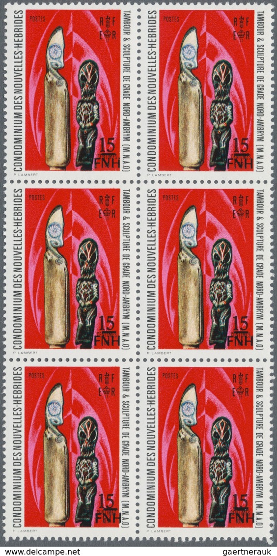 Neue Hebriden: 1977, french value definitive issue part set of ten with LOCAL OVERPRINT of new curre