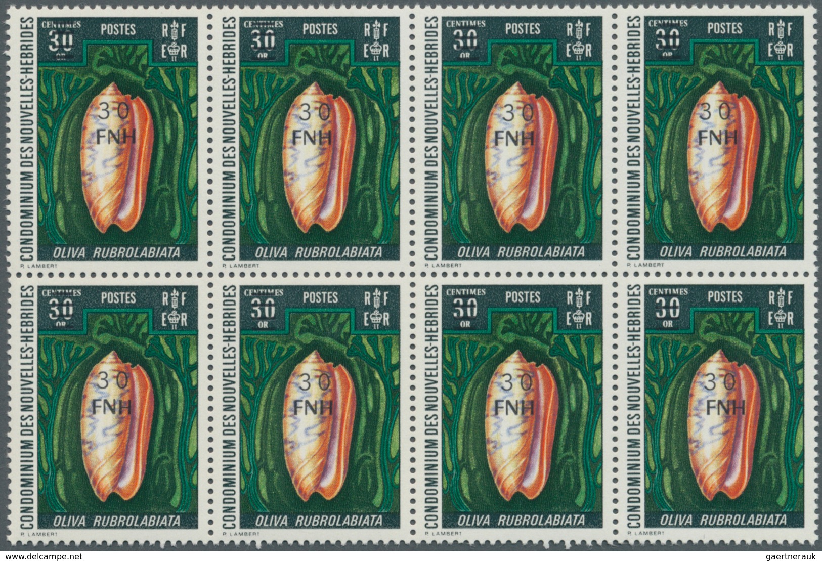 Neue Hebriden: 1977, French Value Definitive Issue Conches 30 FNH On 30c. ‚Oliva Rubrolabiata‘ In A - Andere & Zonder Classificatie