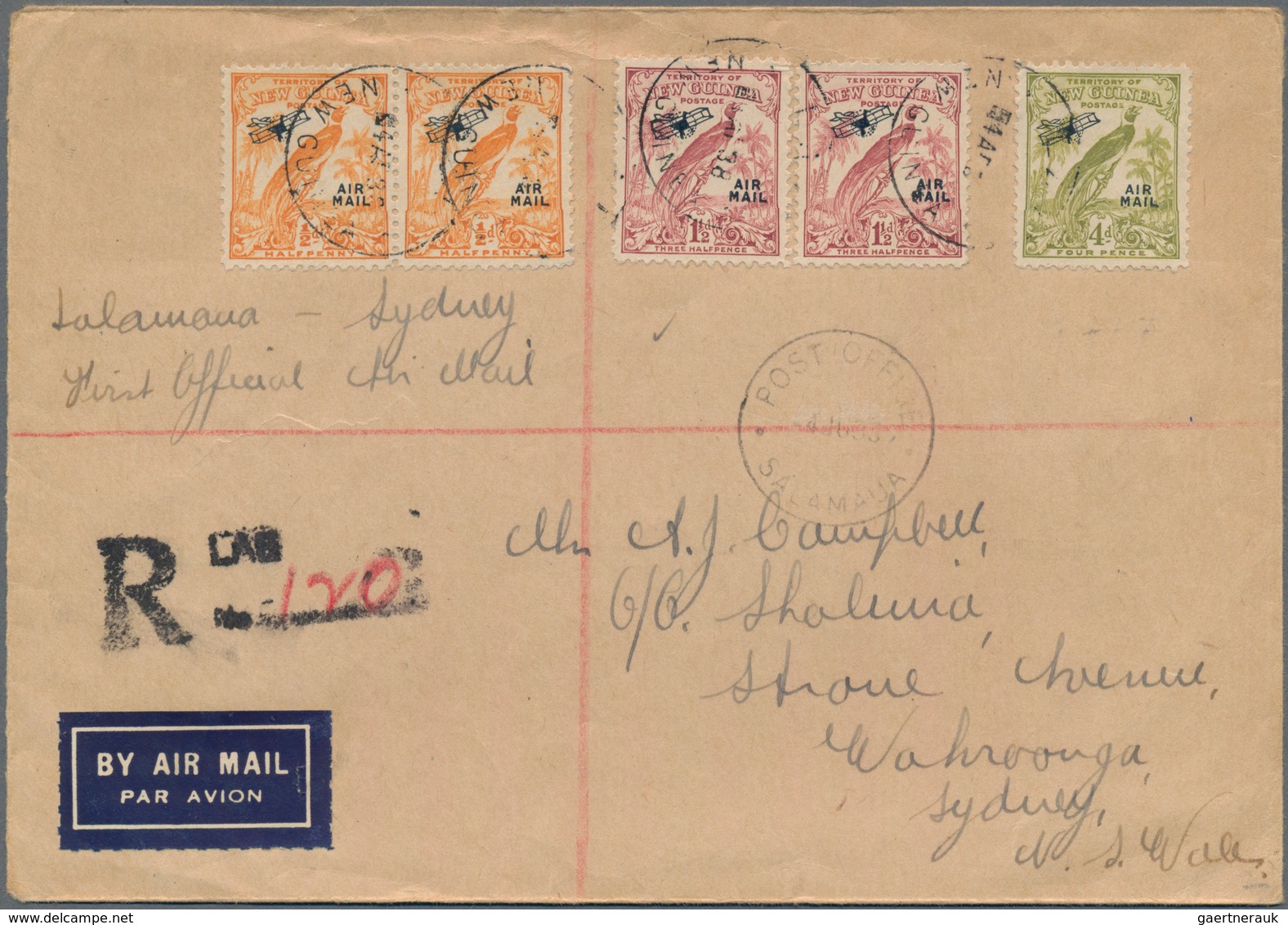 Neuguinea: 1938, Bird Of Paradise ½d. Orange (pair), 1½d. Claret (two Singles) And Single 4d. Olive- - Papoea-Nieuw-Guinea