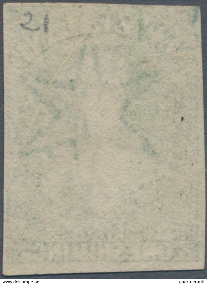 Neuseeland: 1862, QV Chalon Head 1s. Green With Wmk. Large Star Imperforate With Good To Wide Margin - Brieven En Documenten