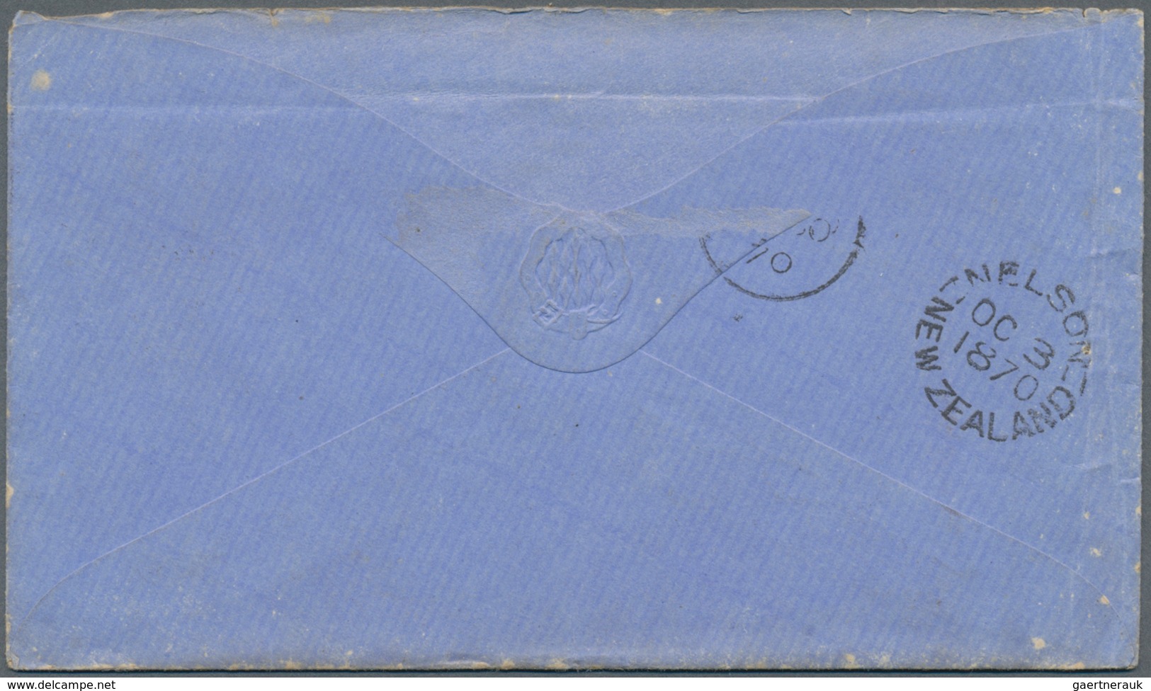 Neuseeland: 1870, Three Stamp 2 P Blue With Circle Cancel "HOKITIKA" To Scotland Via Honolulu, Stamp - Briefe U. Dokumente