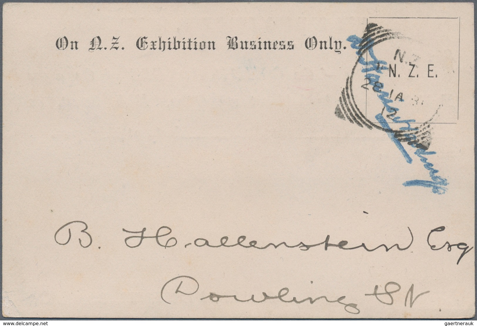 Neuseeland - Dienstmarken: 1889 (28.1.), Stampless 'On N.Z. Exhibition Business Only' Used With Squa - Dienstzegels