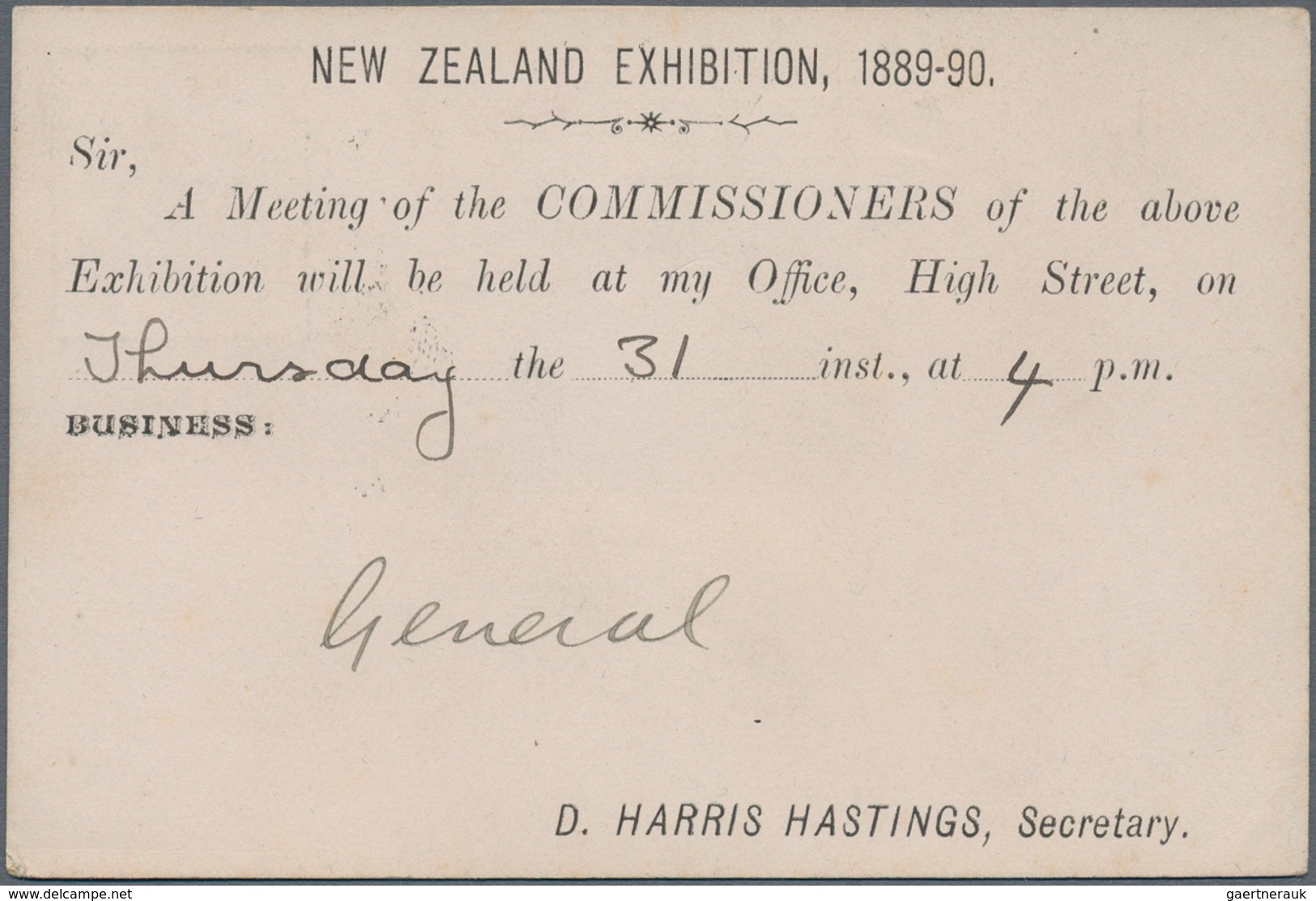 Neuseeland - Dienstmarken: 1889 (28.1.), Stampless 'On N.Z. Exhibition Business Only' Used With Squa - Dienstzegels