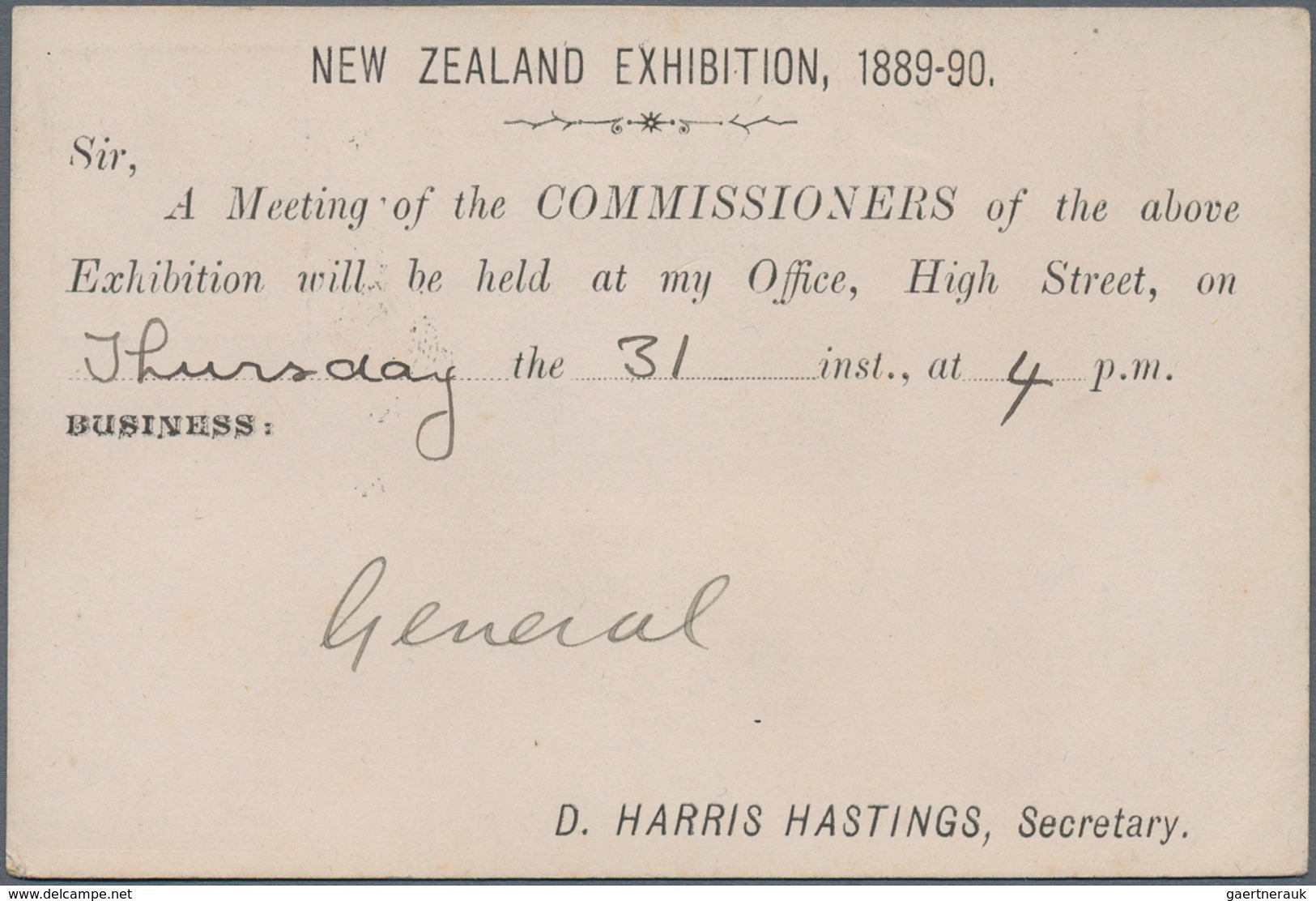 Neuseeland - Dienstmarken: 1889 (28.1.), Stampless 'On N.Z. Exhibition Business Only' Used With Squa - Officials