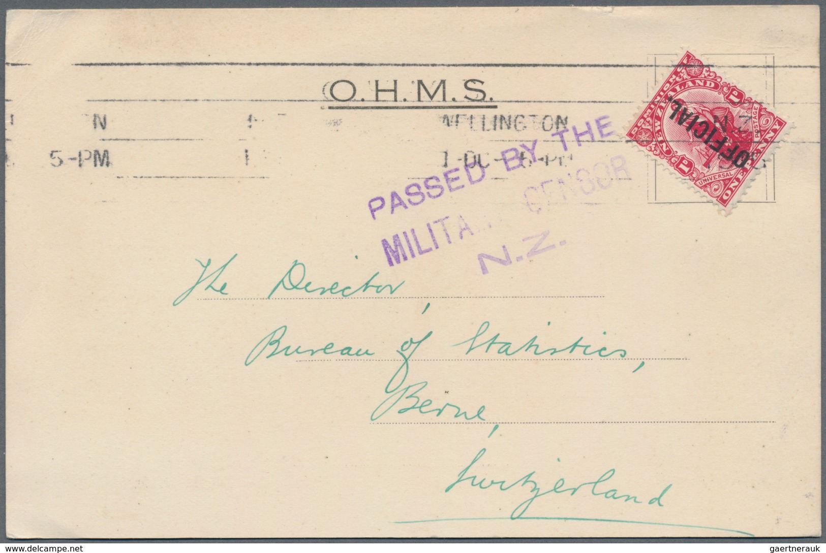 Neuseeland - Dienstmarken: 1915 (1.10.), Universal Postage 1d. Carmine With Vert. Opt. 'OFFICIAL.' U - Dienstzegels