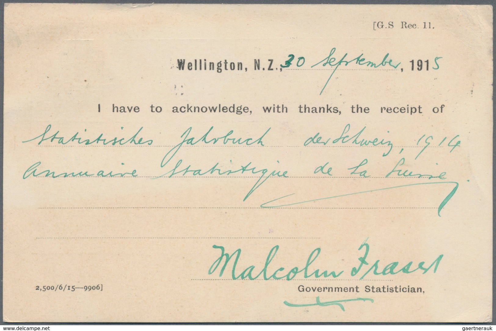 Neuseeland - Dienstmarken: 1915 (1.10.), Universal Postage 1d. Carmine With Vert. Opt. 'OFFICIAL.' U - Officials