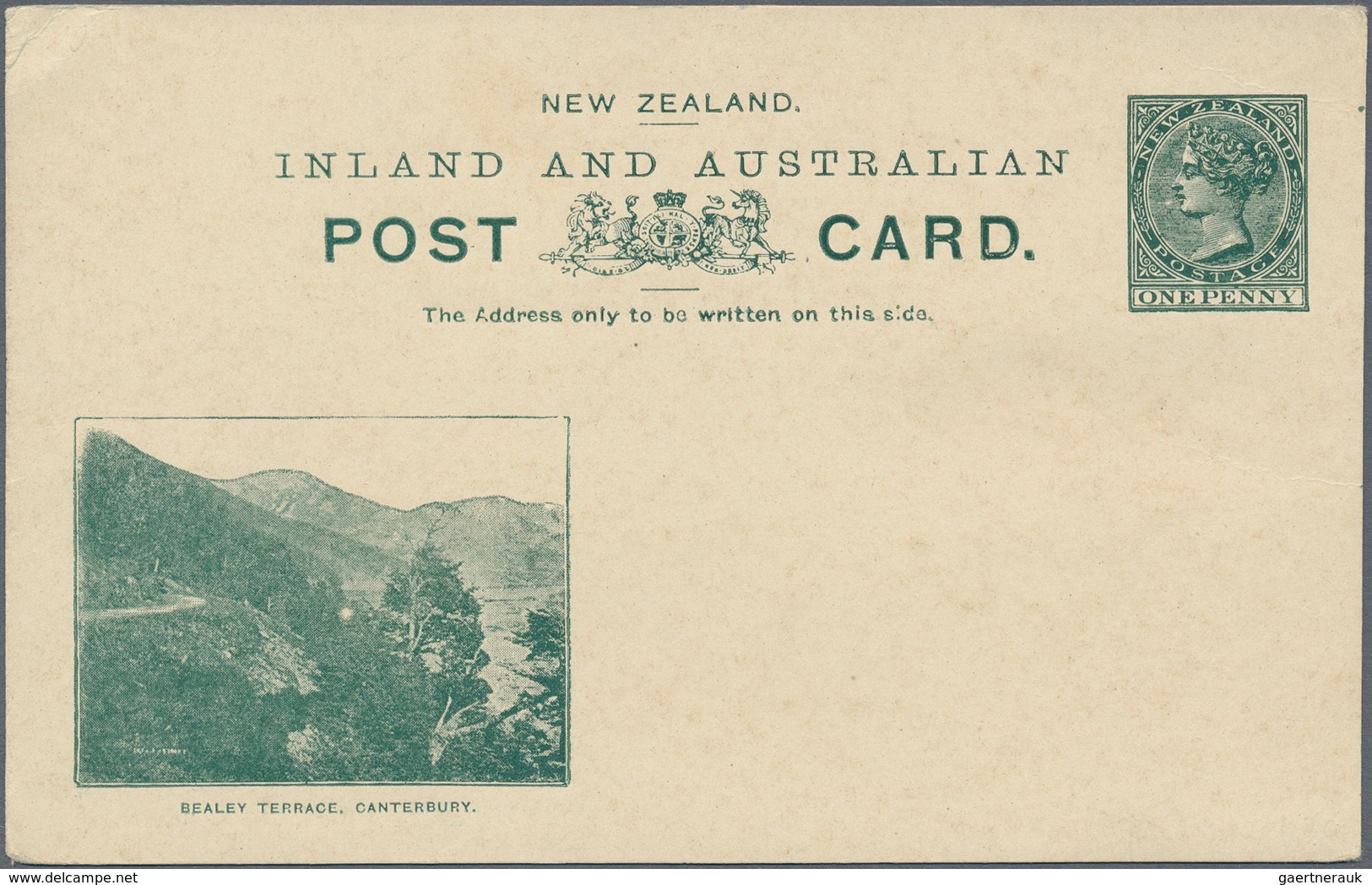 Neuseeland - Ganzsachen: 1897/1901, Five Different Pictorial Stat. Postcards QV 1d. Green Or Brown O - Postwaardestukken