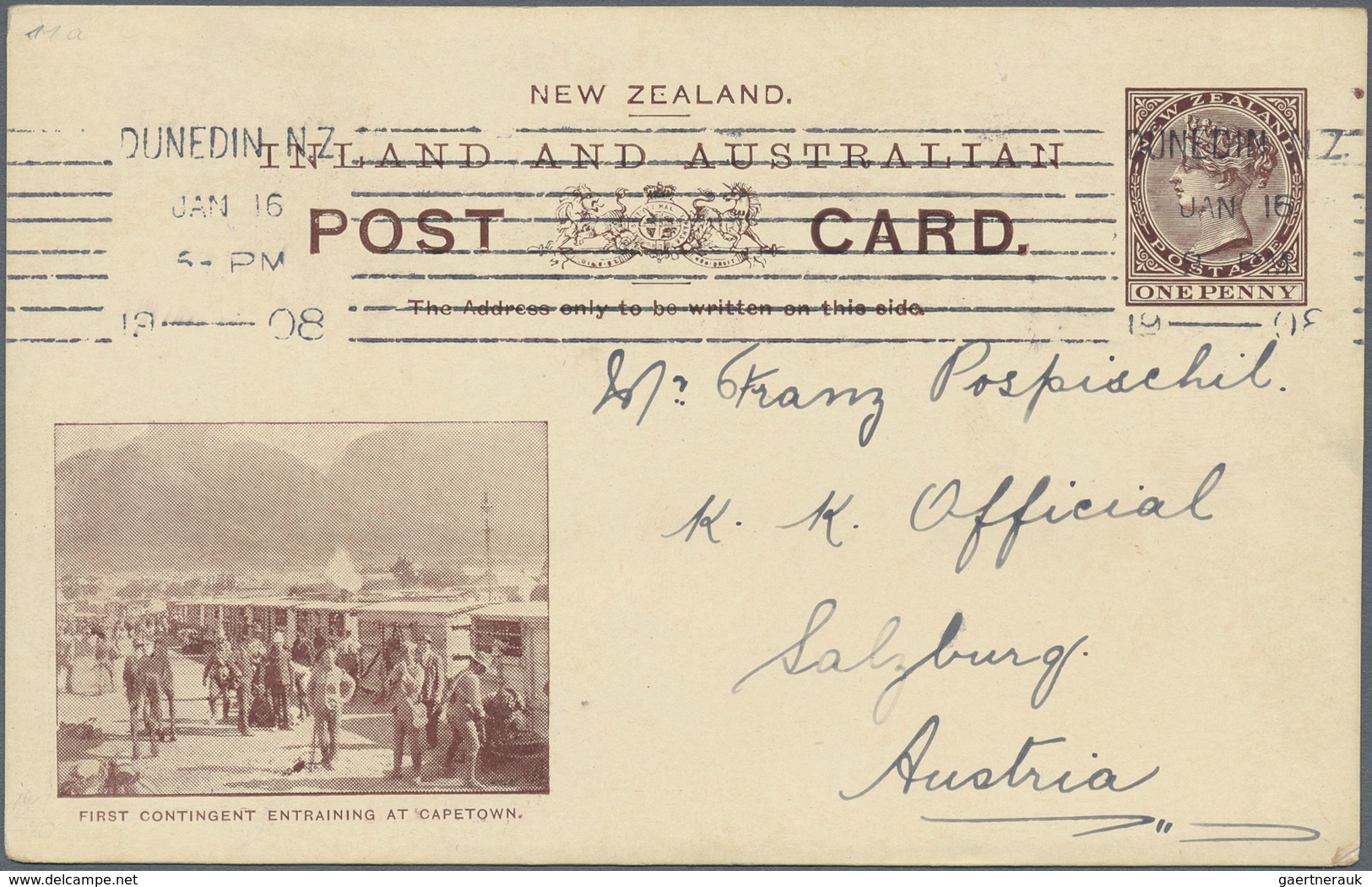 Neuseeland - Ganzsachen: 1900/1908, six different pictorial stat. postcards QV 1d. green or brown wi