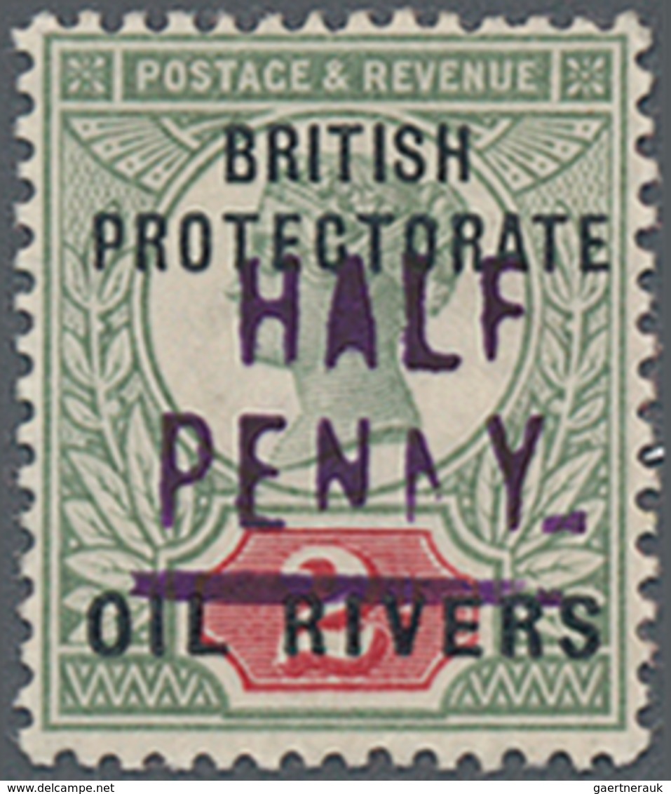 Nigerküste: 1893. "HALF / PENNY" On 2d Grey-green And Carmine, Type 3 Surcharge In Violet, Old Calab - Autres & Non Classés