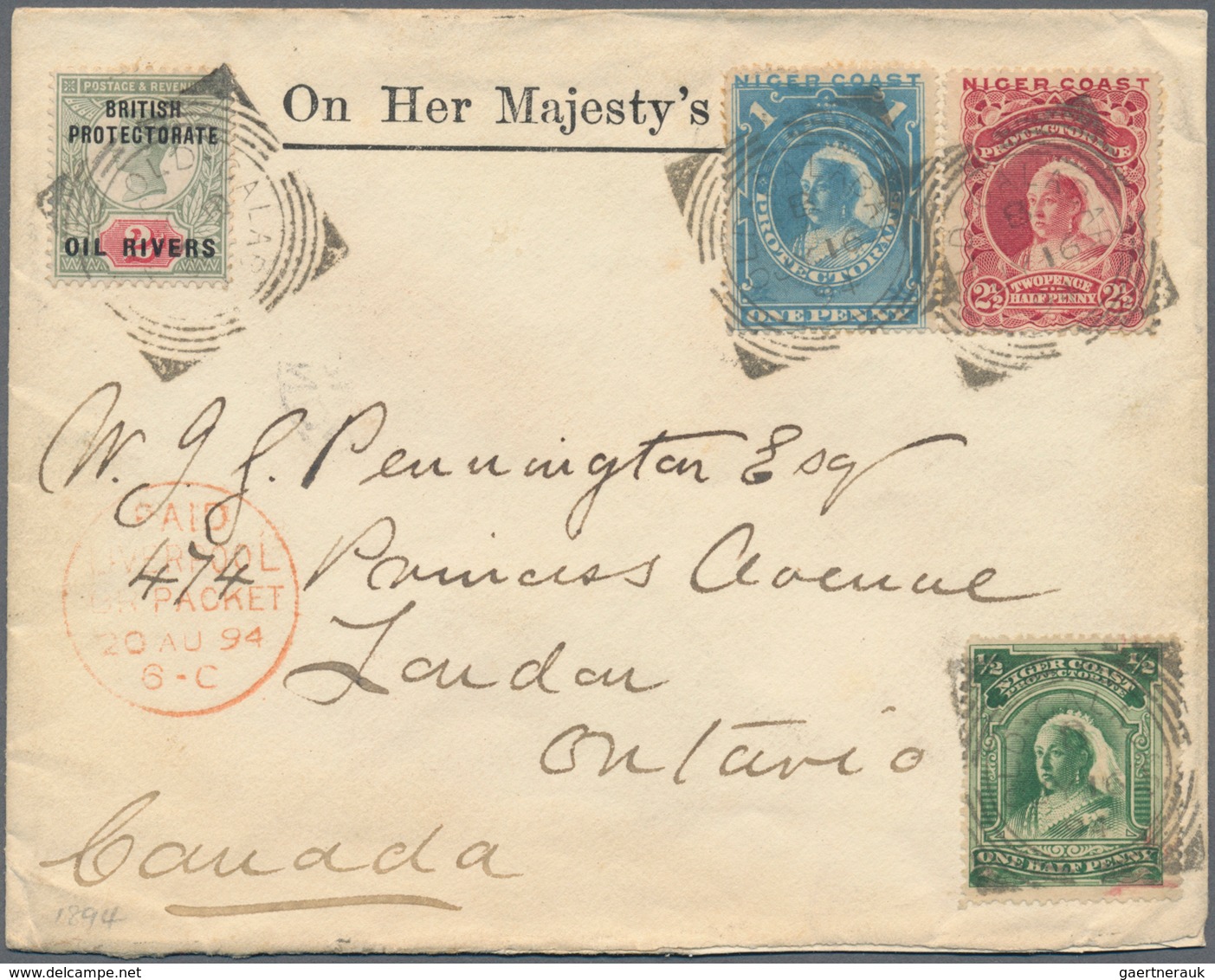 Nigerküste: 1894 (16.7.), QV Definitives ½d. Green, 1d. Blue And 2½d. Carmin-lake And Additional Bri - Andere & Zonder Classificatie