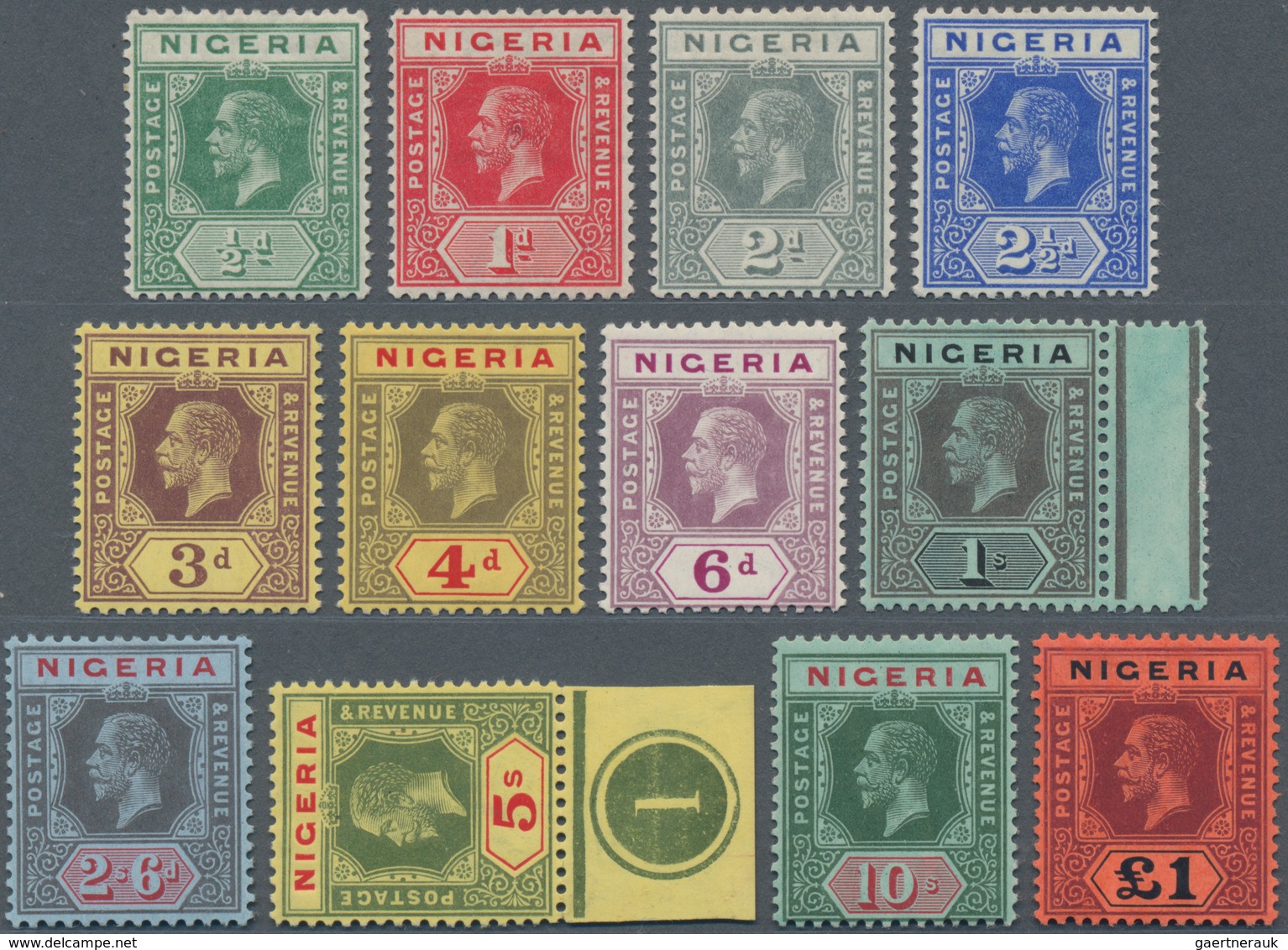 Nigeria: 1914, KGV Definitives Complete Set To £1 With Wmk. Mult. Crown CA, Mint Lightly Hinged, SG. - Nigeria (...-1960)
