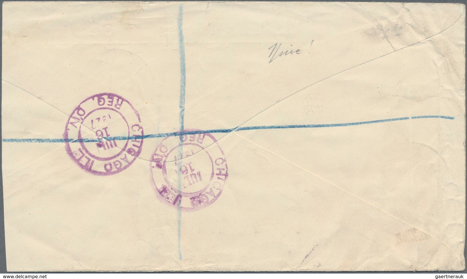 Niue: 1927, 2 Sh. Blue NEW ZEALAND Fiscal With NIUE-overprint On Registered Letter To USA, Envelope - Niue