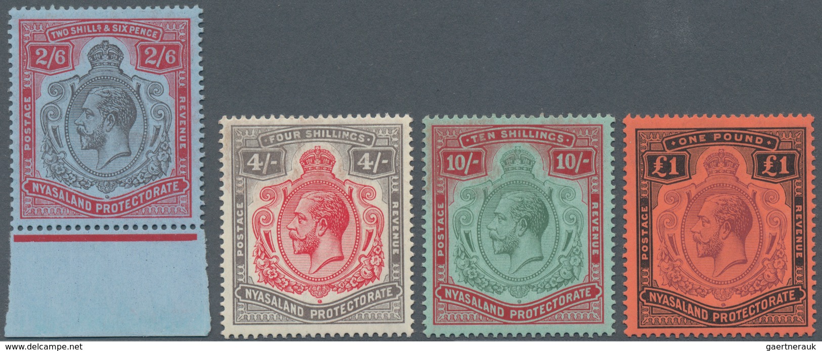 Nyassaland: 1913, KGV Definitives With Wmk. Mult Crown CA Set Of Four High Denominations 2s6d. To £1 - Nyassaland