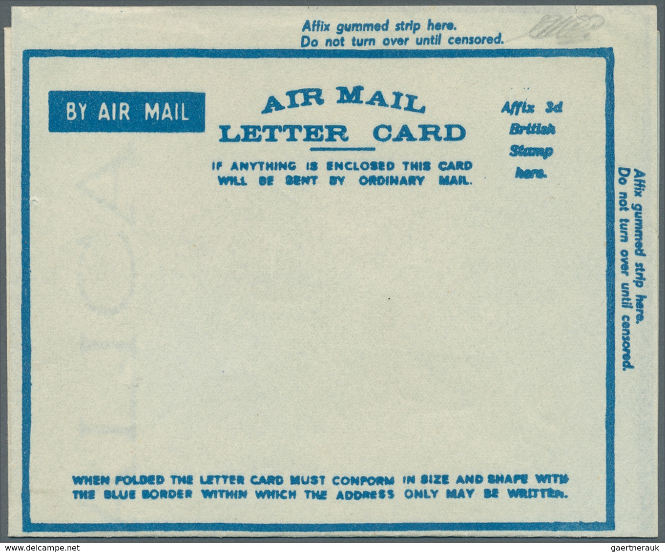 Ostafrikanische Gemeinschaft: 1941/1942, Two Different Types Of Air Mail Letter Cards In Blue On Whi - Brits Oost-Afrika