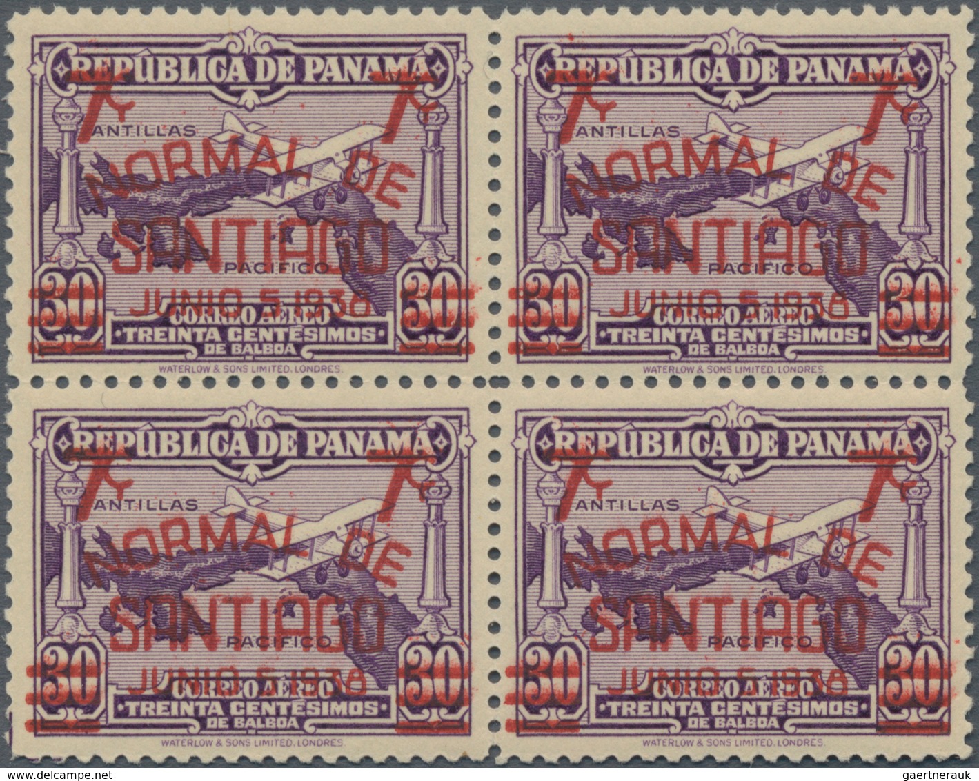 Panama: 1938, Opening Of Aguadulce School At Santiago, Airmail 7c. On 30 C.violet, NH Bloc Of 4 With - Panama