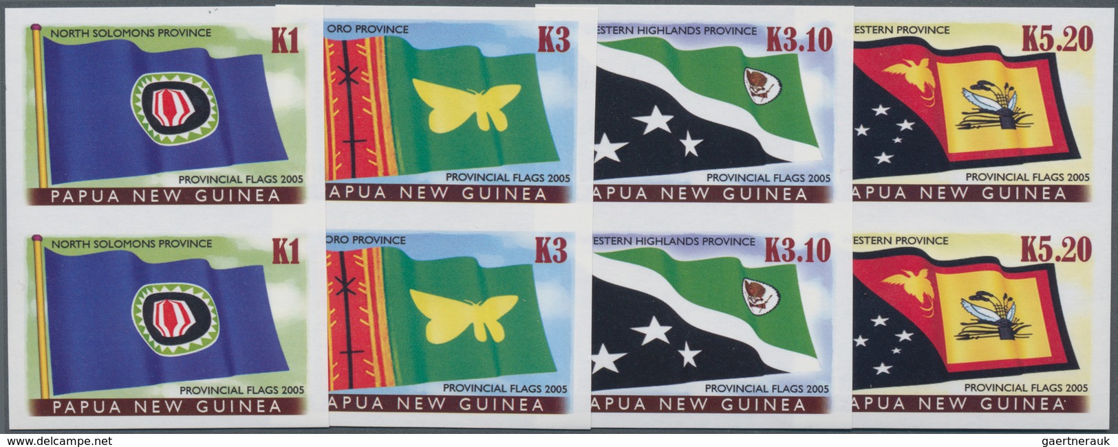 Papua Neuguinea: 2005, Flags Of The Provinces Part Set Of Four (K1 To K5.20) In Vertical IMPERFORATE - Papoea-Nieuw-Guinea