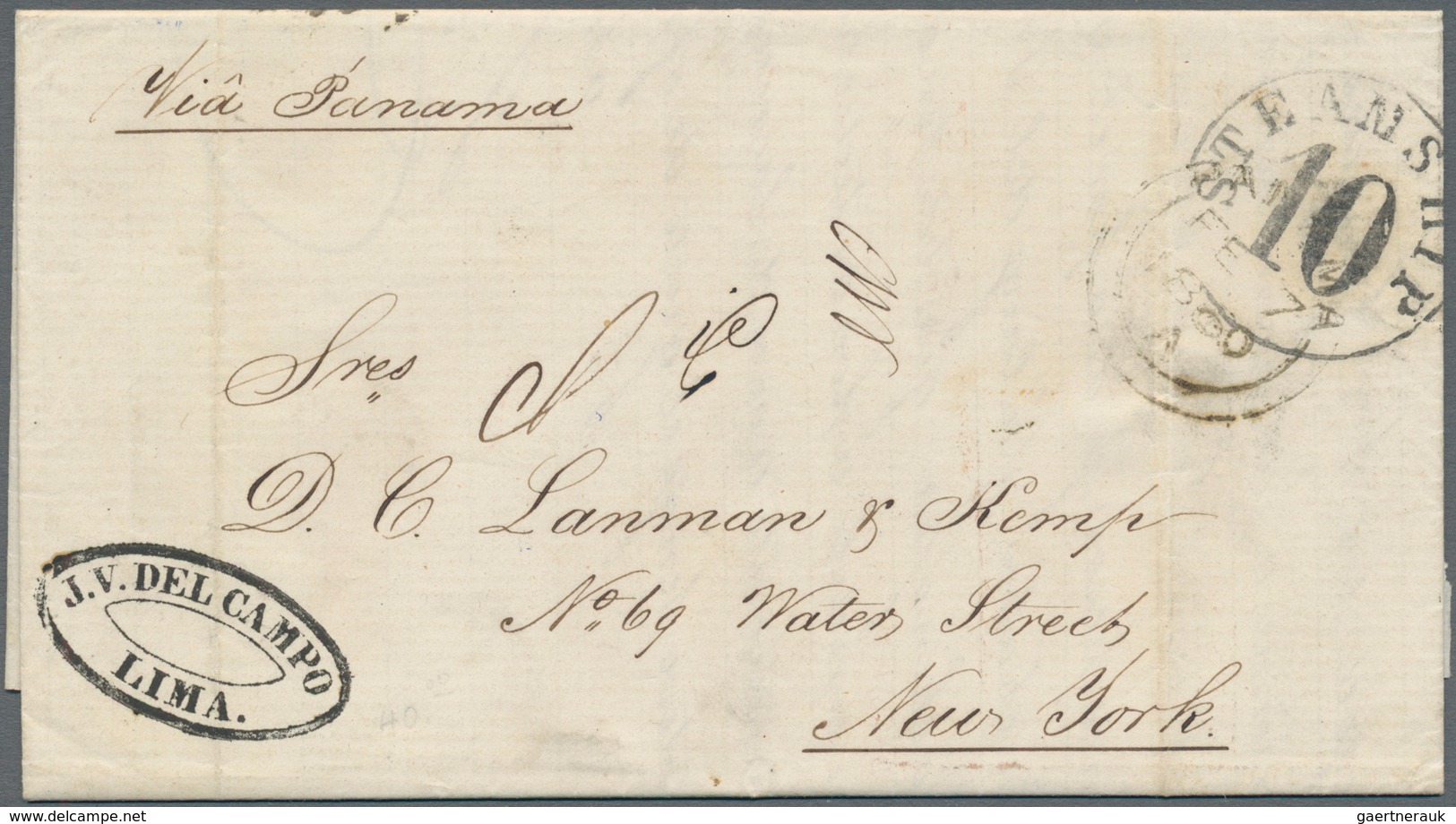 Peru: 1857, Entire Letter From LIMA, Dated April 11th 1857, Sent Via Transit Panama To New York, On - Peru