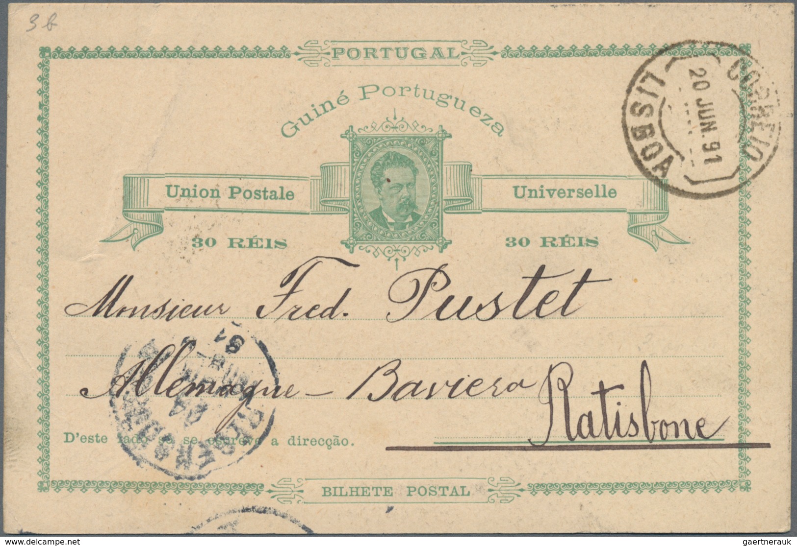 Portugiesisch-Guinea: 1891, 30 Reis Stationery Card From Bissau Via Lisboa To Bavaria. - Portugees Guinea