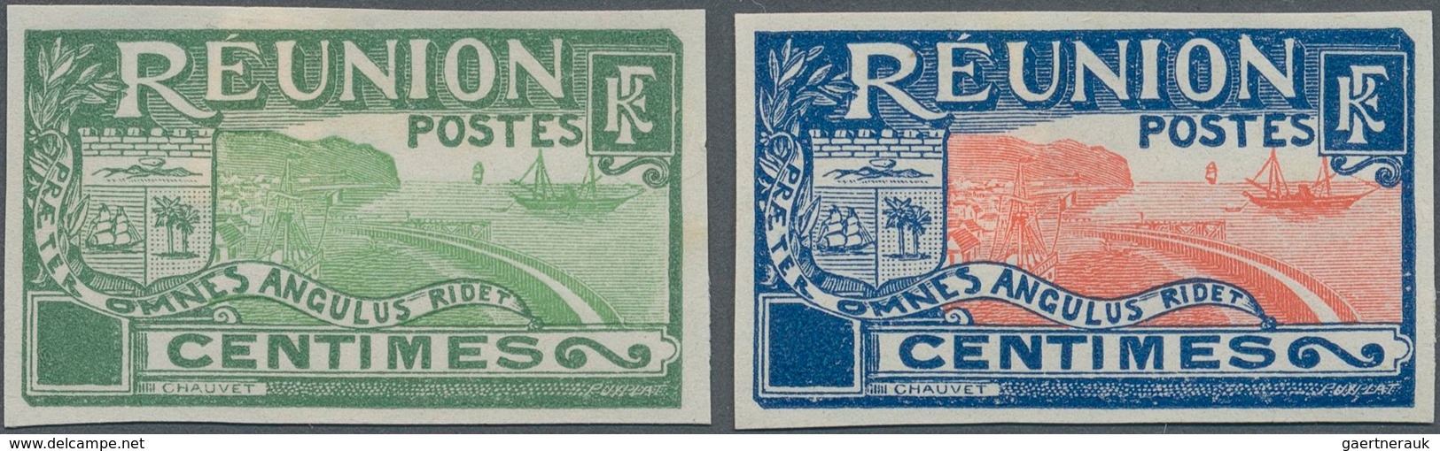 Reunion: 1907, Definitives "Pictorials", Design "St.Denis Harbour/Coat Of Arms", Two Imperforate Pro - Briefe U. Dokumente